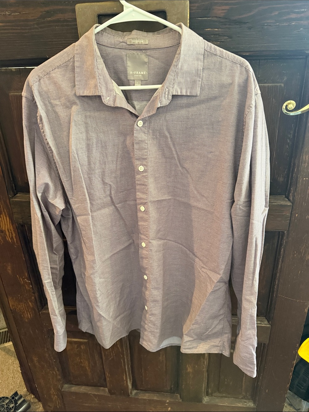 Men's Maroon Stripe Button-Down Shirt